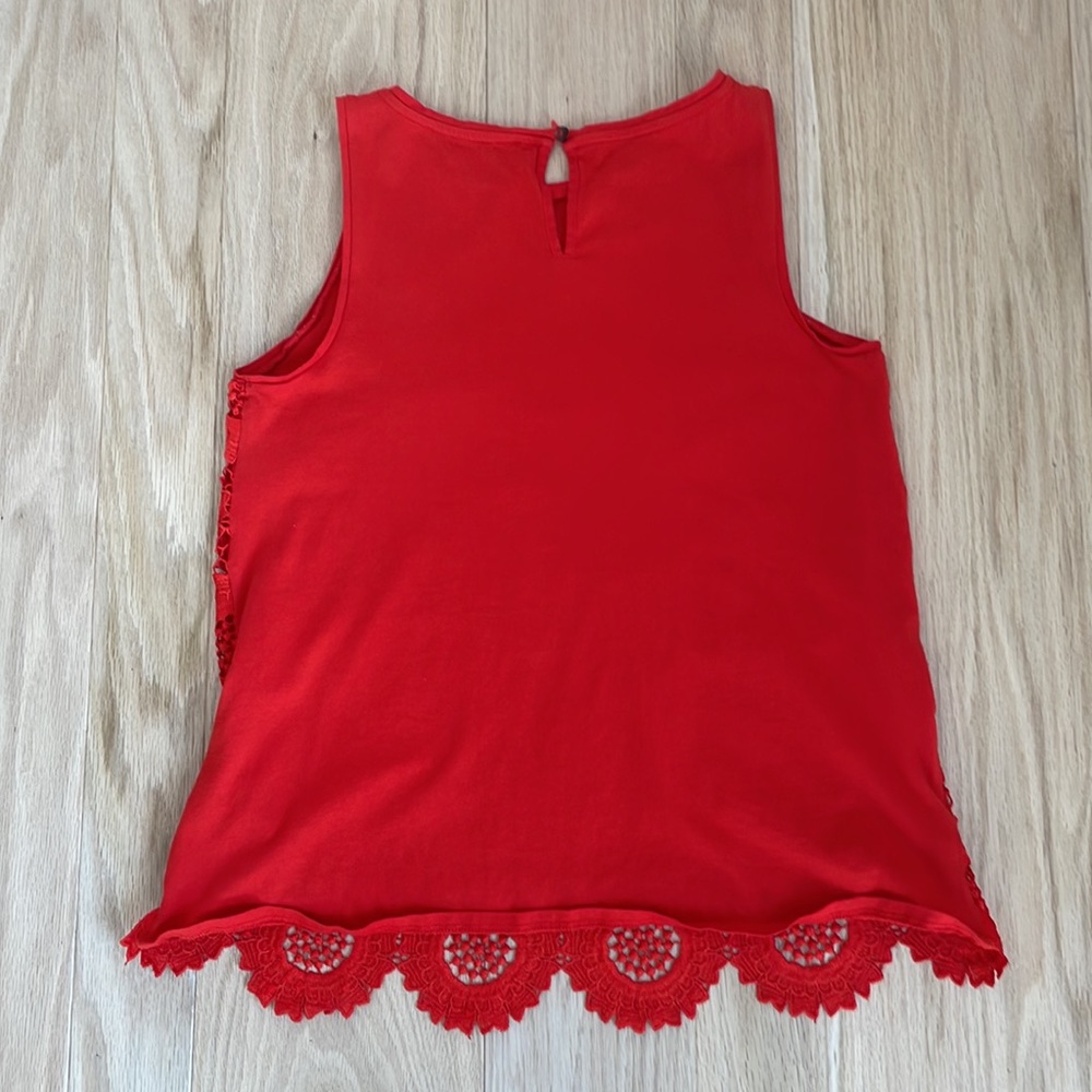 LOFT XSP Red/Orange Lacey Tank Top - Picture 2 of 8